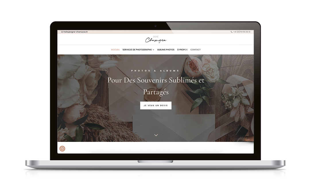 Création site Photographe Mariage Suisse - Agence CHAMYCA